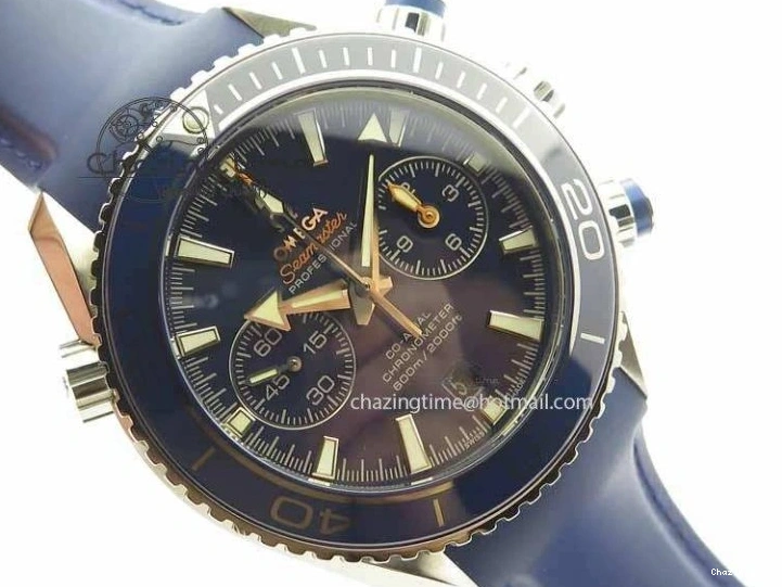 0508 Chic Planet Ocean Master Chrono 45mm SS OM 1:1 Best Edition Blue Dial On Blue Rubber Strap A 8172